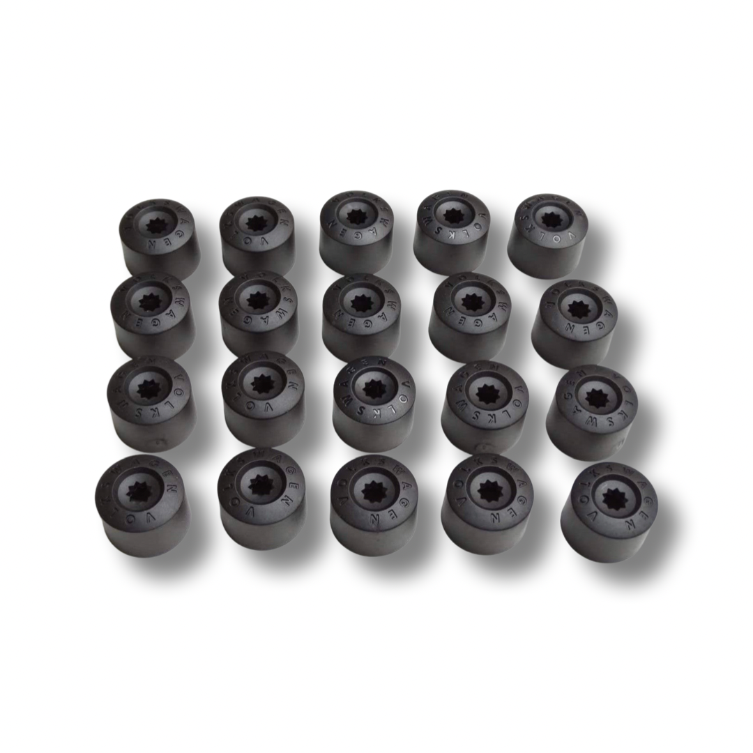 Volkswagen 20x ORIGINALE Radschraubenkappen für Radschraube SW17 Schwarz